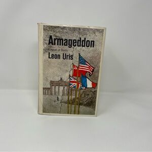 Armageddon Book Cover Mixed Media Art - Neutral, Red & Blue Accents